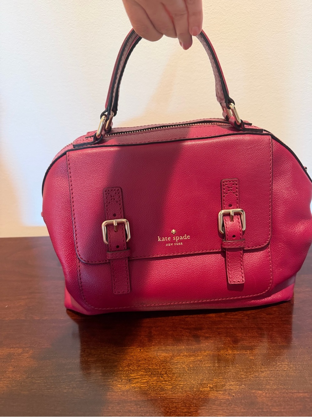 kate spade fuchsia pink leather satchel